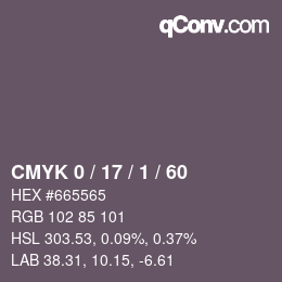 カラーコード: CMYK 0 / 17 / 1 / 60 | qconv.com