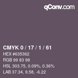 Farbcode: CMYK 0 / 17 / 1 / 61 | qconv.com