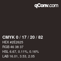 Color code: CMYK 0 / 17 / 20 / 82 | qconv.com