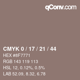 颜色代码: CMYK 0 / 17 / 21 / 44 | qconv.com