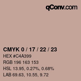 颜色代码: CMYK 0 / 17 / 22 / 23 | qconv.com