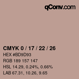 颜色代码: CMYK 0 / 17 / 22 / 26 | qconv.com