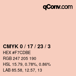 カラーコード: CMYK 0 / 17 / 23 / 3 | qconv.com