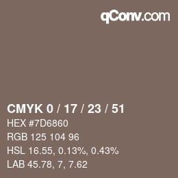 カラーコード: CMYK 0 / 17 / 23 / 51 | qconv.com