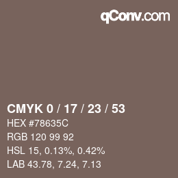 Color code: CMYK 0 / 17 / 23 / 53 | qconv.com