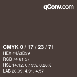Farbcode: CMYK 0 / 17 / 23 / 71 | qconv.com