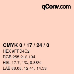 Color code: CMYK 0 / 17 / 24 / 0 | qconv.com