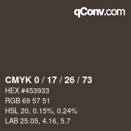 Color code: CMYK 0 / 17 / 26 / 73 | qconv.com