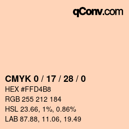 Color code: CMYK 0 / 17 / 28 / 0 | qconv.com