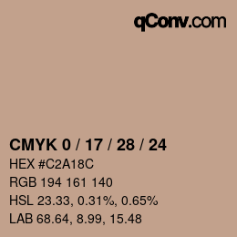 Color code: CMYK 0 / 17 / 28 / 24 | qconv.com