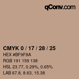 Color code: CMYK 0 / 17 / 28 / 25 | qconv.com