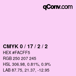 カラーコード: CMYK 0 / 17 / 2 / 2 | qconv.com