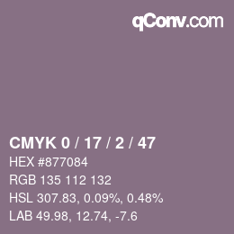 颜色代码: CMYK 0 / 17 / 2 / 47 | qconv.com