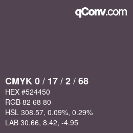 カラーコード: CMYK 0 / 17 / 2 / 68 | qconv.com