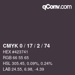 カラーコード: CMYK 0 / 17 / 2 / 74 | qconv.com