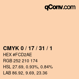 Color code: CMYK 0 / 17 / 31 / 1 | qconv.com