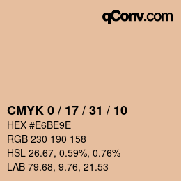 カラーコード: CMYK 0 / 17 / 31 / 10 | qconv.com