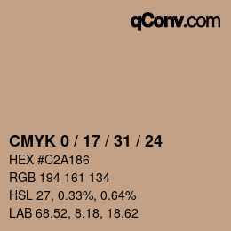 カラーコード: CMYK 0 / 17 / 31 / 24 | qconv.com