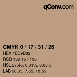 Color code: CMYK 0 / 17 / 31 / 26 | qconv.com