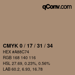 颜色代码: CMYK 0 / 17 / 31 / 34 | qconv.com
