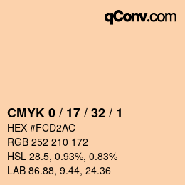 Color code: CMYK 0 / 17 / 32 / 1 | qconv.com