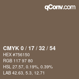 Color code: CMYK 0 / 17 / 32 / 54 | qconv.com