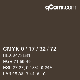 Color code: CMYK 0 / 17 / 32 / 72 | qconv.com
