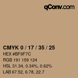 Color code: CMYK 0 / 17 / 35 / 25 | qconv.com