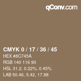 颜色代码: CMYK 0 / 17 / 36 / 45 | qconv.com