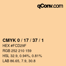 カラーコード: CMYK 0 / 17 / 37 / 1 | qconv.com