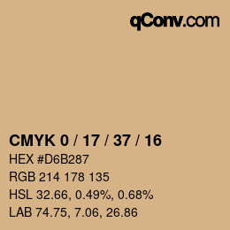 カラーコード: CMYK 0 / 17 / 37 / 16 | qconv.com