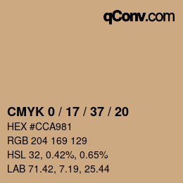 Color code: CMYK 0 / 17 / 37 / 20 | qconv.com