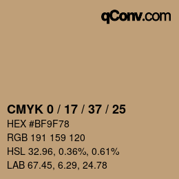 Color code: CMYK 0 / 17 / 37 / 25 | qconv.com