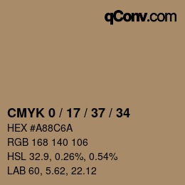 カラーコード: CMYK 0 / 17 / 37 / 34 | qconv.com