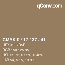カラーコード: CMYK 0 / 17 / 37 / 41 | qconv.com