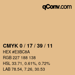 カラーコード: CMYK 0 / 17 / 39 / 11 | qconv.com