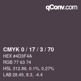 Color code: CMYK 0 / 17 / 3 / 70 | qconv.com