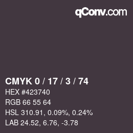 Color code: CMYK 0 / 17 / 3 / 74 | qconv.com