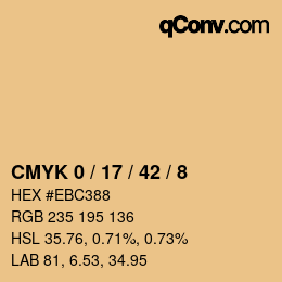 カラーコード: CMYK 0 / 17 / 42 / 8 | qconv.com