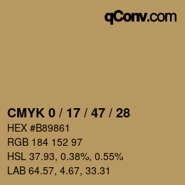 カラーコード: CMYK 0 / 17 / 47 / 28 | qconv.com