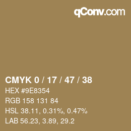 カラーコード: CMYK 0 / 17 / 47 / 38 | qconv.com