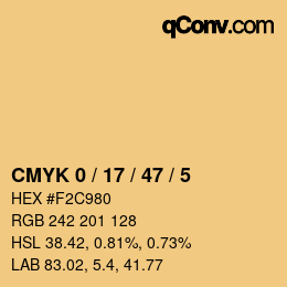 Color code: CMYK 0 / 17 / 47 / 5 | qconv.com