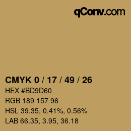 カラーコード: CMYK 0 / 17 / 49 / 26 | qconv.com