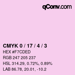 Color code: CMYK 0 / 17 / 4 / 3 | qconv.com