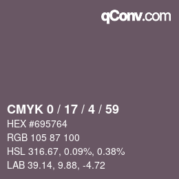 カラーコード: CMYK 0 / 17 / 4 / 59 | qconv.com