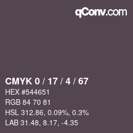 Color code: CMYK 0 / 17 / 4 / 67 | qconv.com