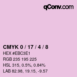 カラーコード: CMYK 0 / 17 / 4 / 8 | qconv.com