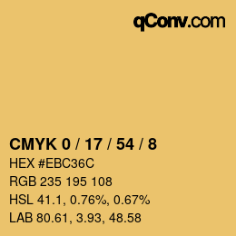 カラーコード: CMYK 0 / 17 / 54 / 8 | qconv.com