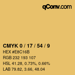 Farbcode: CMYK 0 / 17 / 54 / 9 | qconv.com