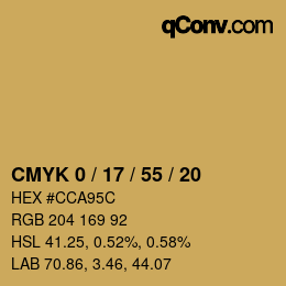 Farbcode: CMYK 0 / 17 / 55 / 20 | qconv.com